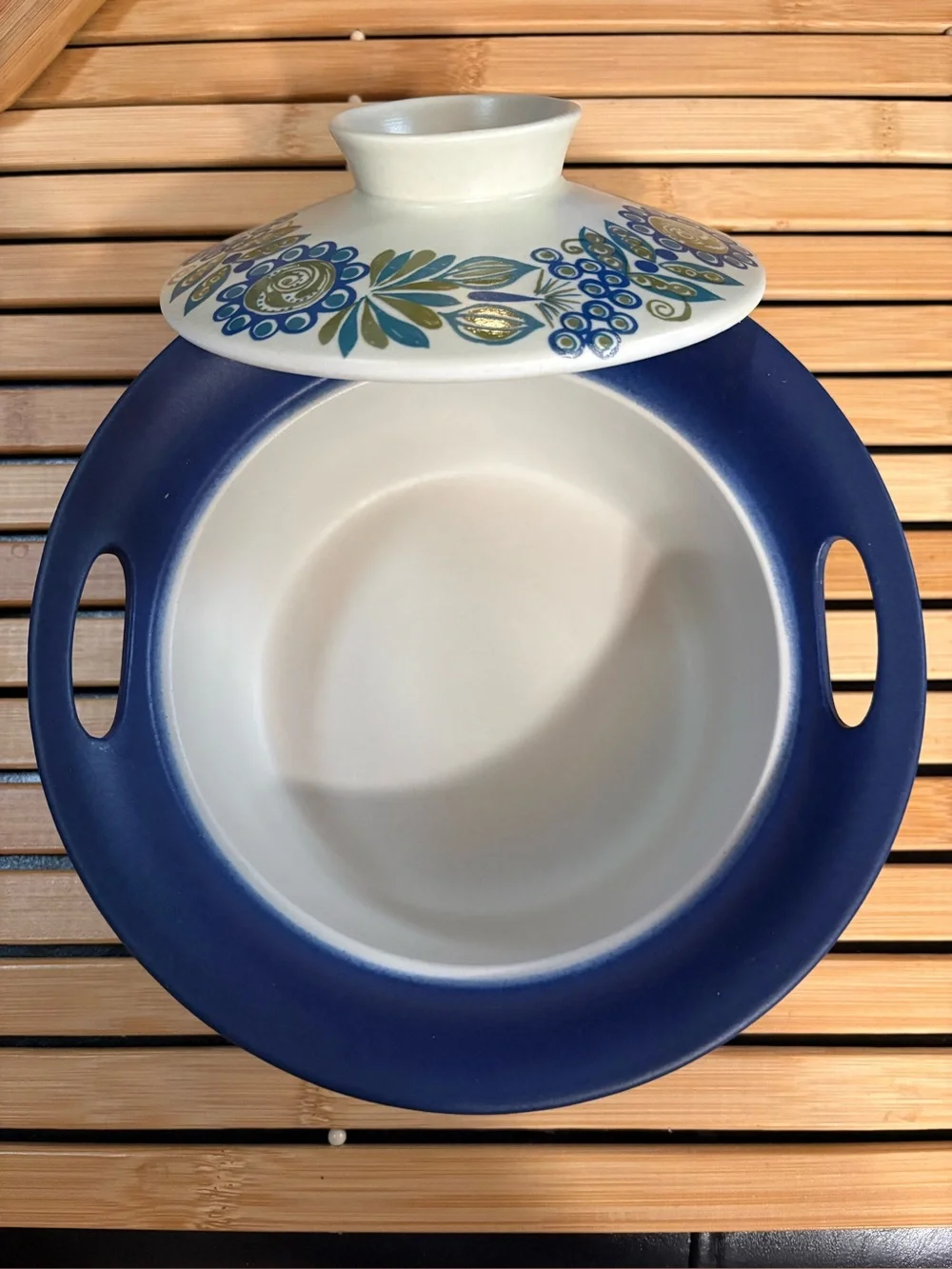 Figgjo Blue Floral Ceramic Covered Casserole Made in Norway